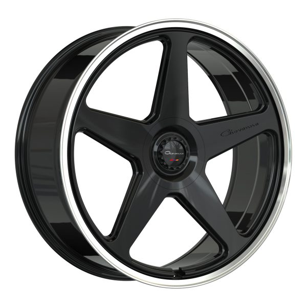 CINQUE-gloss black polished lip 24 inch with spindle cap